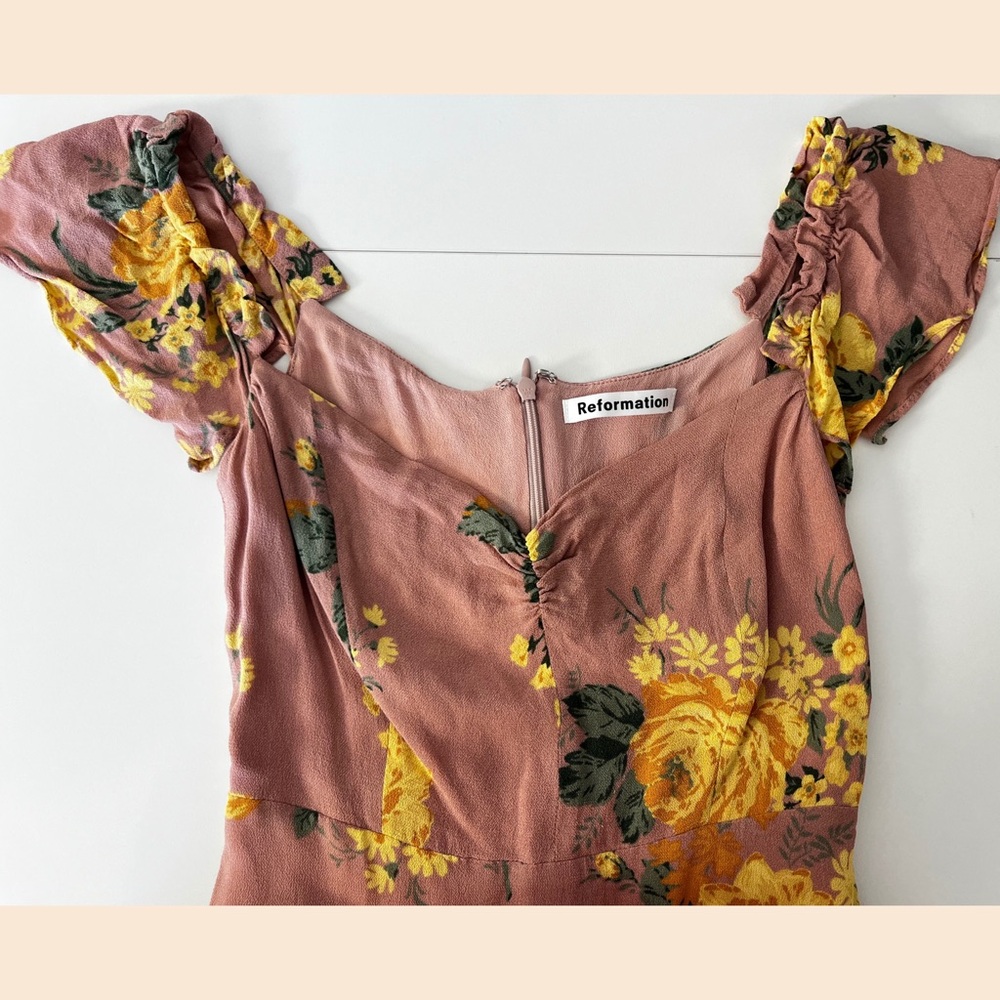 Reformation Butterfly Midi Dress – Gwyneth Dusty Pink Floral, Size 2, Like New - Picture 11 of 15